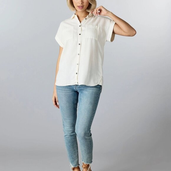 Sandra Button-Up Blouse - Ivory White - Picture 2 of 4